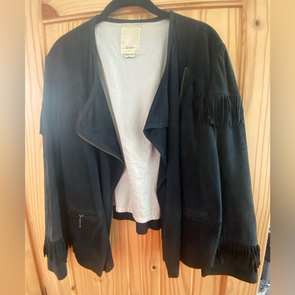 Anthropologie elevens suede fringe jacket | size xl